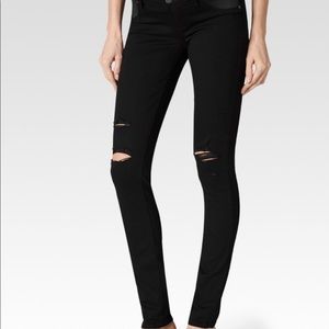 Paige Distressed Verdugo Ultra Skinny Black Jeans